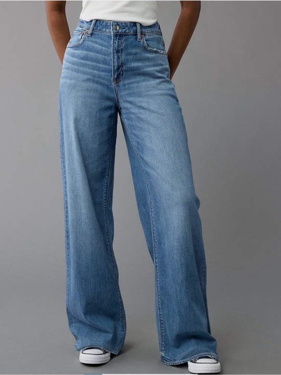 American Eagle Outfitters Denim - American Eagle Outfitters Women's Medium Blue Baggy Wide Leg Jeans